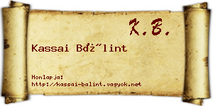Kassai Bálint névjegykártya