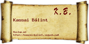Kassai Bálint névjegykártya