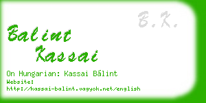 balint kassai business card